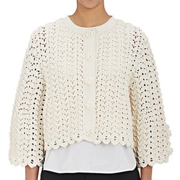 SPENCER VLADIMIR Crochet Cardigan in Ivory - Picture 1 of 5